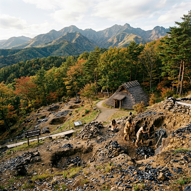 星ヶ塔黒曜石原産地遺跡 のAI生成イメージイラスト